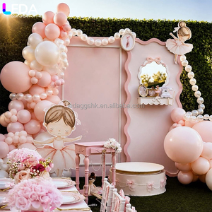 LEDA New Arrival Modern Simple Pink Princess Style Hanging Pearl Acrylic <b>Backdrop</b> <b>Stand</b> for Wedding Events - Product Image 2