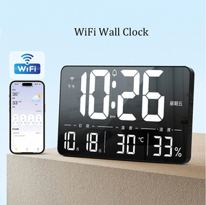 Réveil Numérique Grand Écran avec 1 Alarme Télécommande <span class=keywords><strong>Horloge</strong></span> Murale Rectangulaire <span class=keywords><strong>D</strong></span>écoration Grande <span class=keywords><strong>Horloge</strong></span> Murale pour la Maison - Product Image 5