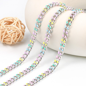 New Double-Sided Polished Stainless Steel Curb <b>Chain</b> with Colorful Enamel | Waterproof, Rustproof & Hypoallergenic for Jewelry - Product Image 5