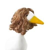 Perruque de canard en nylon courte et bouclée, motif dessin animé amusant, pour animaux de compagnie, idéale pour les fêtes, les vacances, Halloween et le quotidien, toutes saisons