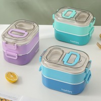 Offre spéciale Boîte à lunch pour enfants isolée à double couche Enfants 304 Boîte à lunch étanche en acier inoxydable de qualité alimentaire