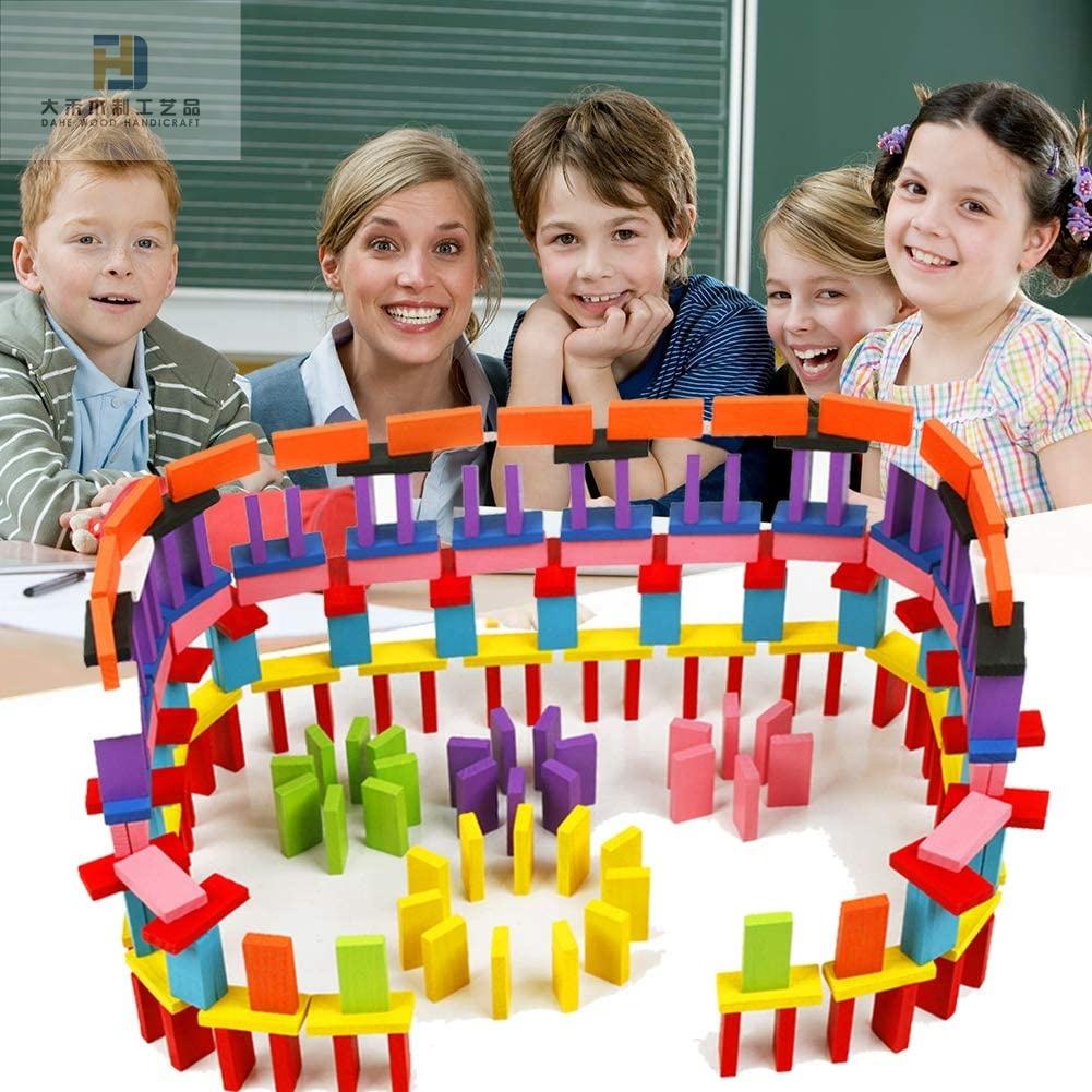 120 Piece Wood Dominoes Set Colorful Educational Toy