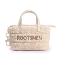 Mini pochette Sherpa en polaire Teddy crème, porte-clés moelleux, breloque de sac, fermoir mousqueton, poignées souples, porte-monnaie zippé, logo personnalisé OEM
