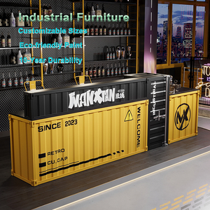 Meja Resepsionis Desain Eksklusif Industrial Wind, Konter <span class=keywords><strong>Bar</strong></span> Depan Kreatif untuk Penggunaan di Hotel, Toko Barbekyu, dan Luar Ruangan, Bahan Besi - Product Image 1