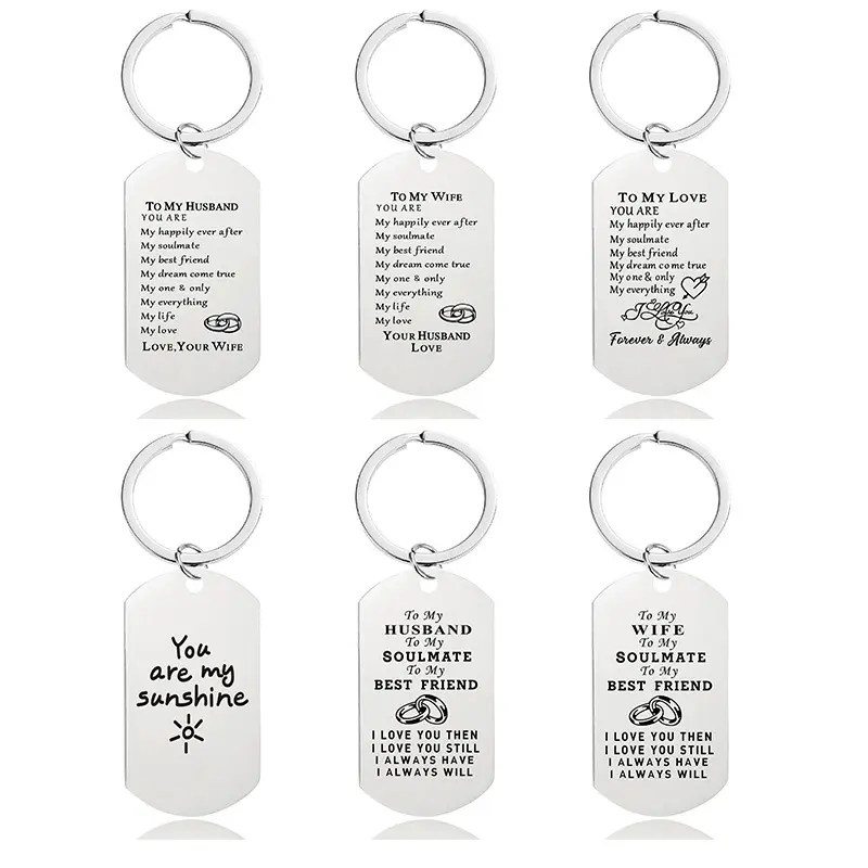 European And American Cross-border Stainless Steel Military Gift Lovers Valentine's Day Gift Engraved Metal Key Chain