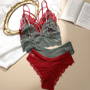 Custom Groen Rood Vrouwen Sexy Borst Wrap 2 Delige Set Dames See Through Transparant Kant Groothandel Erotische Lingerie Set - Product Image 6