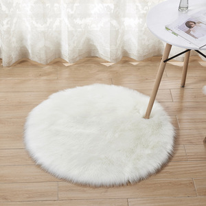 Tapis rond en fausse laine Shengxi, 120 cm, antidérapant, couleur unie, moderne, pour salon, décoration intérieure - Product Image 2