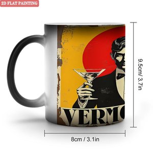 Taza mágica de cerámica de 11 oz, negra escarchada, que cambia de color, para café, té y uso doméstico. - Product Image 1