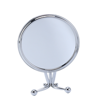 Cermin Kosmetik Mini Lipat Dua Sisi dengan Finishing Chrome Berkualitas Tinggi 10X5X, Cermin Rias Portabel