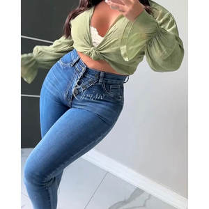 Jeans Ajustados <span class=keywords><strong>de</strong></span> Cintura Alta con Cierre y Botones para Mujer, Jeans Personalizados, Pantalones <span class=keywords><strong>de</strong></span> Mezclilla Tipo Mom, Jeans Colombianos <span class=keywords><strong>de</strong></span> Tallas Grandes - Product Image 1