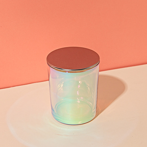 Frascos de vela de cristal Lucency chapados en siete colores de 430ml con venta de Libs a granel tapa colorida deslumbrante se puede personalizar agregar logotipo - Product Image 6