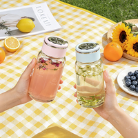 Bouteille d'eau sport en verre transparent écologique personnalisée, prix de gros, avec couvercle à vis et poignée, pour usage extérieur
