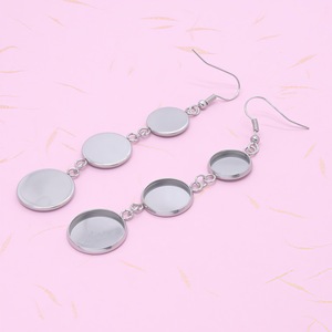 Pendentifs ronds en acier inoxydable pour boucles d'oreilles, apprêts de bijoux DIY, accessoires de crochets d'oreilles à longue chaîne, couleur acier - Product Image 4