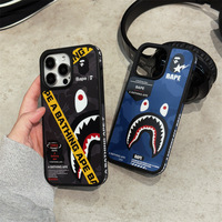 Coque de téléphone antichoc en TPU givré à couverture intégrale quatre côtés IMD motif bouche de requin de marque tendance pour iPhone 16
