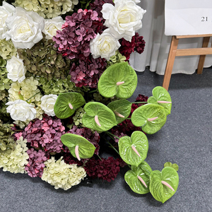 Arche de fleurs artificielles en soie verte et bordeaux pour mariage, anniversaire, Noël, Nouvel An chinois et autres événements - Product Image 3