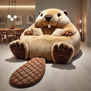 Ghế sofa giường hình sóc khổng lồ đa năng, có thể biến đổi thành ghế dài, chất liệu nhung mềm mại, đồ nội thất phòng khách thoải mái - Product Image 5