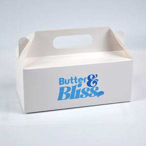 Cajas de Embalaje de Alimentos Portátiles Personalizadas con Asa, Carpetas de Papel de Arte con Relieve para Pollo Frito, Panadería, Pasteles y Donas - Product Image 1