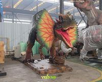 Dinosaures animatroniques, modèle de dinosaure à commande par servomoteur, taille réelle, en silicone, Dilophosaurus, parc d'aventure, intérieur/extérieur, à vendre