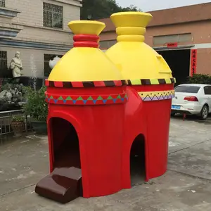 H4m Fiberglass Castle Sculpture Frp Tower Statue Model For Playground