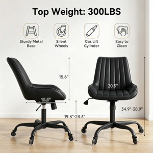 Commercial Modern Ergonomic Comfortable Office <b>Task</b> <b>Chair</b> PU Leather Adjustable Height Armrest Swivel Stainless Steel Base - Product Image 6
