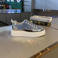 Chaussures décontractées pour hommes à plateforme, tendance, de luxe léger, ornées de strass faits à la main, très vendues