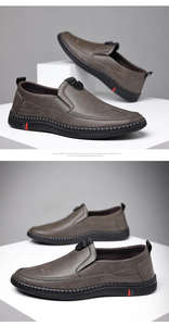 Leather Upper Men's Business Casual Waterproof Anti-Slip Breathable Platform <b>Soft</b>-<b>Soled</b> Slip-On <b>Shoes</b> for Spring/Autumn - Product Image 5