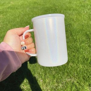 Prêt à expédier : Lot de 25 mugs de camping en verre coloré de 17 oz, vierges pour sublimation, avec couvercle en PP, effet holographique scintillant - Product Image 3