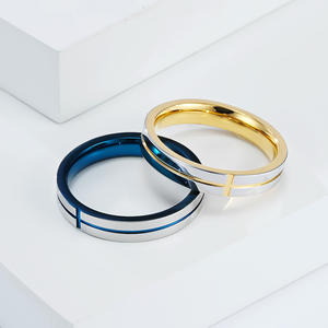 Unisex Cross Titanium Steel <b>Ring</b> Blue And Gold Geometric Fashion Jewelry Gift - Product Image 1