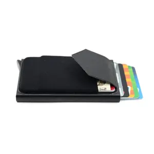 Portefeuille pour hommes en aluminium Auto Pop Card Push Case Triangle avec couvercle Anti-vol Swipe Bank Card Holder RFID Card Case