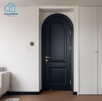 Puerta de Madera Sólida con Arco Francés Vintage, Puerta Interior con Panel Empotrado Sólido para Dormitorio, Proyectos de Renovación de Viviendas Residenciales
