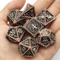 Jeu de dés en métal D & D RPG personnalisé Dragon creux polyédrique D6 D100 D20 avec plateau pour donjons et dragons