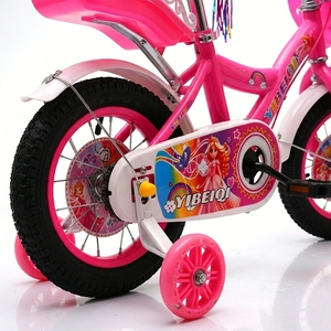 Vélo pour filles de 12/14/16 pouces avec roues d'apprentissage lumineuses, panier en forme de cœur et porte-bouteille pour petites filles - Product Image 5