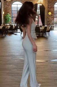 Costume pour femme Dos nu Col en V Deux boutons Gilet <span class=keywords><strong>Pantalon</strong></span> taille haute Costume de bureau pour femme Deux pièces avec ceintures - Product Image 4