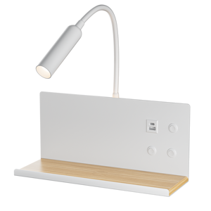 Lampe murale de lecture LED moderne et simple, blanche, pour chambre à coucher, salon, avec chargeur de téléphone sans fil AC, interrupteur rotatif, abat-jour <span class=keywords><strong>noir</strong></span> en aluminium - Product Image 3