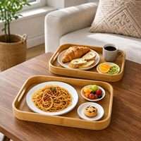 Nieuwe 2 stuks wegwerp bamboe serveerschaal met handvat, minimalistisch design voor visgerecht, snack, ontbijt, fruit, milieuvriendelijke schaaltjes