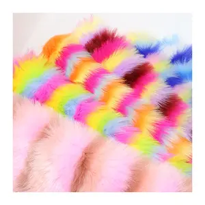 Customize Colorful High Pile Faux Fox Fur Fabric Jacquard In Patchwork