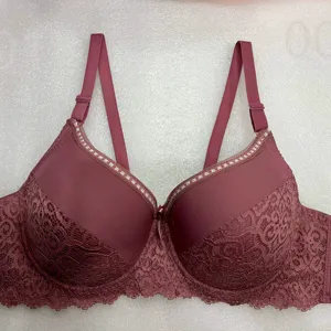 Ropa interior de Copa grande moldeada para mujer, lencería Sexy cómoda de talla grande, ropa interior de encaje