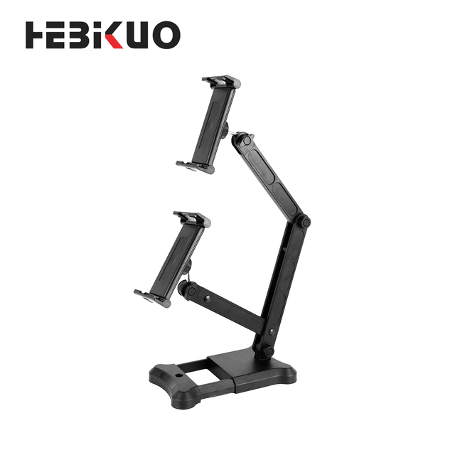 China Factory Direct Universal Desktop Double Tablet Holder 360 Degree Rotating Flexible Adjustable ABS Tablet Stands for Table