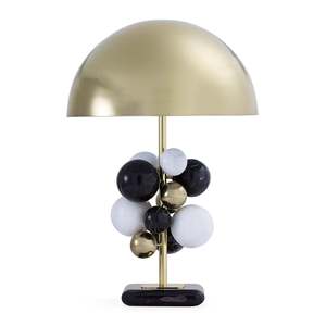 Lampe de table à source de lumière LED, ampoule E27, interrupteur de commande, sphères en marbre noir, blanc, or, design moderne, chambre à coucher, salon - Product Image 1