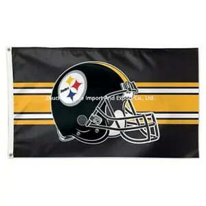 Hot selling Promotion Pittsburgh Steelers 100D polyester flag football team 3 x 5 Ft ODM banner with grommets