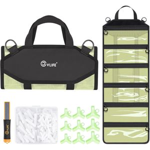 Bolsa de pesca CVLIFE con 6 bolsillos de malla, organizador de señuelos, almacenamiento con anzuelos triples y accesorios para uso en exteriores. - Product Image 1