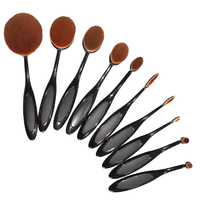 Lot de 10 pinceaux de maquillage en gros, type brosse à dents, outils de beauté, pinceau fond de teint individuel, kit cosmétique