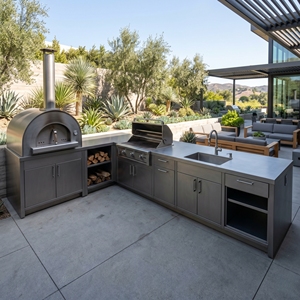 Nuevo Diseño <span class=keywords><strong>de</strong></span> Cocina Modular para Exteriores <span class=keywords><strong>de</strong></span> Acero Inoxidable SS304, Isla <span class=keywords><strong>de</strong></span> Cocina Resistente al Fuego con Parrilla para Exteriores - Product Image 2