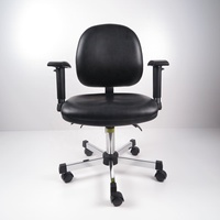 Chaise de bureau antistatique ESD en cuir PU conducteur noir moderne pour salle blanche, hôpital et entrepôt