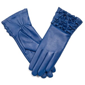 Djgl56 — gants en <span class=keywords><strong>cuir</strong></span> <span class=keywords><strong>bleu</strong></span> pour femmes, robe de grande qualité à la mode, gants d'hiver - Product Image 3