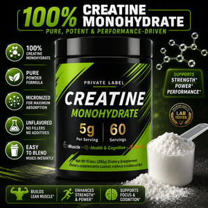 Creatina Monohidrato en Polvo de Marca Privada, 5g por Porción, 60 Porciones, Apoyo al Rendimiento Muscular y Cognitivo, OEM, Listo para Enviar - Product Image 3
