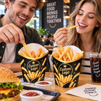 Boîte d'emballage pour frites en papier de qualité alimentaire, biodégradable, avec impression personnalisée, prix d'usine bon marché, pour la vente en gros