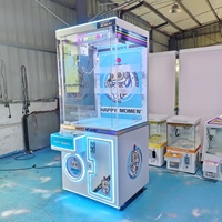 Machine à griffes commerciale à monnayeur avec éclairage LED jaune et vitrine transparente, jeu de distribution de peluches pour salles d'arcade, centres de divertissement et centres commerciaux