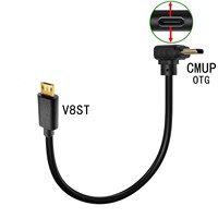 Adaptor Transfer Data Kamera OTG Berlapis Emas Tipe-C Male Sudut Kanan ke V3 Mini Micro USB 5-Pin