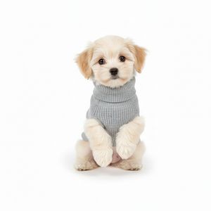 ملابس محبوكة للحيوانات الأليفة، سترة برقبة عالية للكلاب والقطط، تصميم منقط بألوان هادئة، ناعمة ومريحة للارتداء اليومي للحيوانات الأليفة الصغيرة والمتوسطة، مناسبة للنزهات الحضرية - Product Image 2